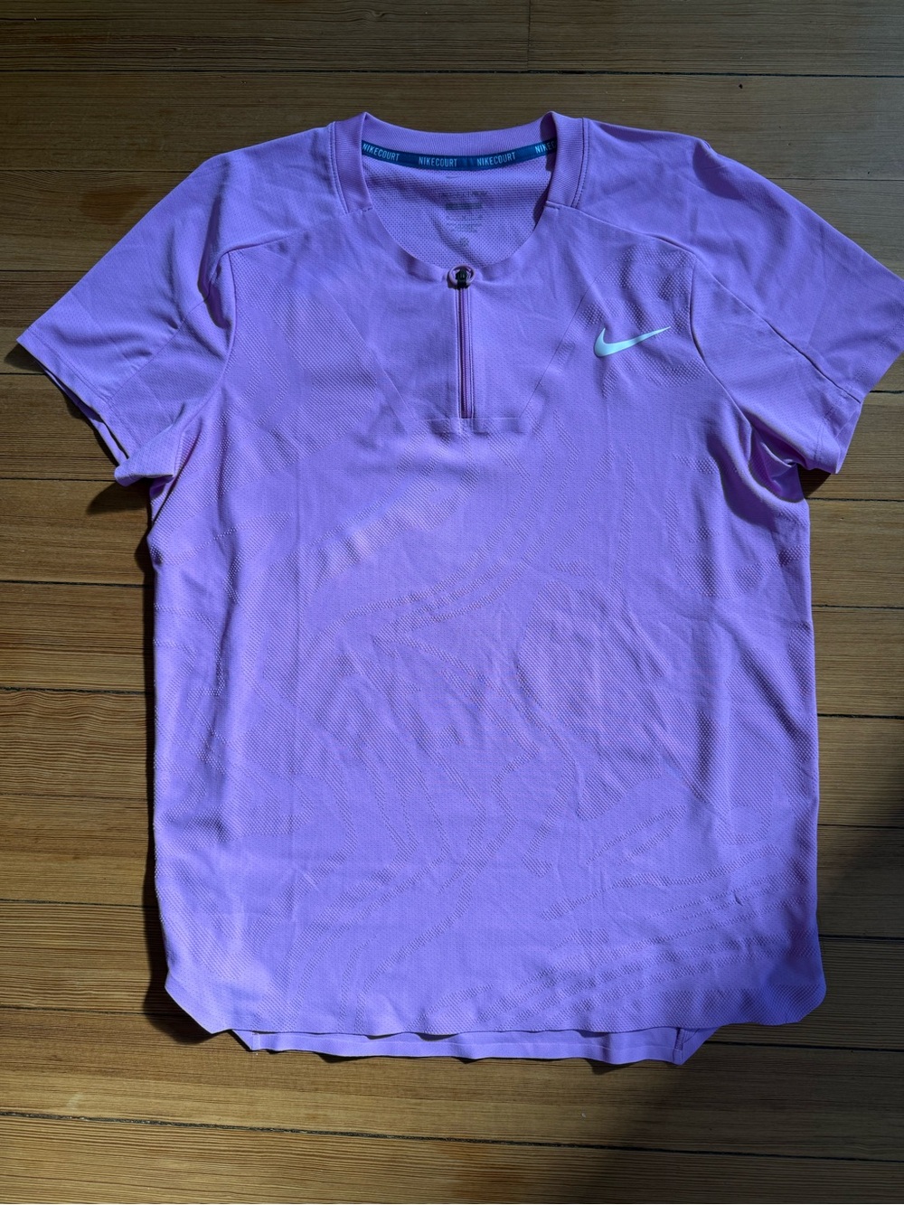 Nike Dri-Fit ADV Lavender Short-Sleeve Tennis Shirt with Front Zip - Sz M